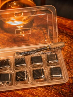 Reusable Stainless Steel  Ice Cubes - 8 & a tong