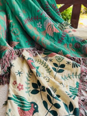 Imani Cotton Jacquard Throw Blanket - Cream