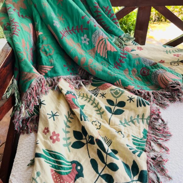 Imani Cotton Jacquard Throw Blanket - Cream