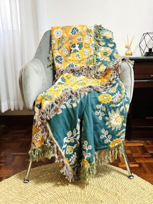 Imani Cotton Jacquard Throw Blanket - Orange