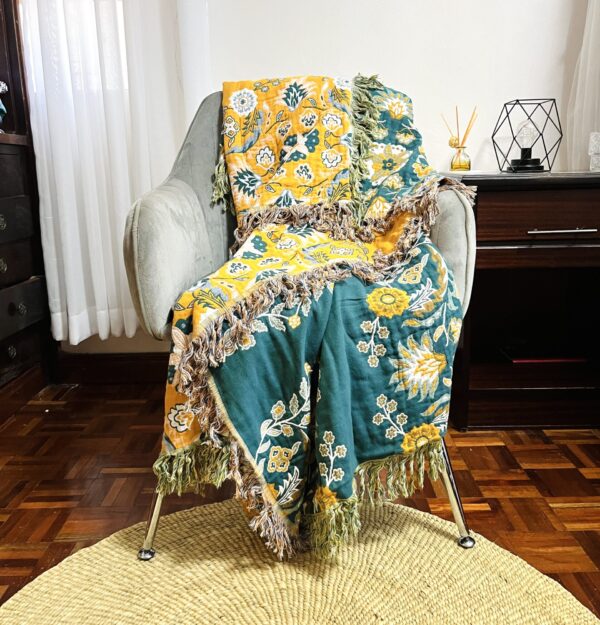 Imani Cotton Jacquard Throw Blanket - Orange