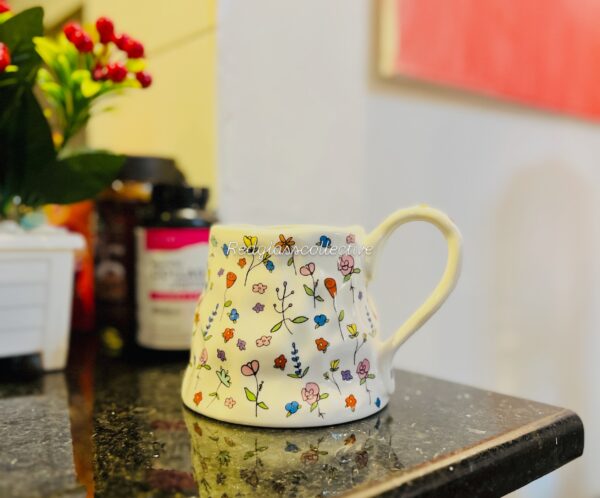 Large Flora Ceramic Mug - White