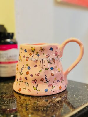 Large Flora Ceramic Mug - Pink